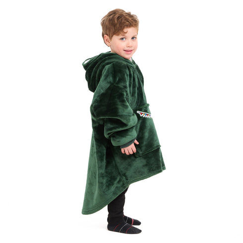 Snuggs Kids Blanket Hoodie Dark Green مدفع رمضان